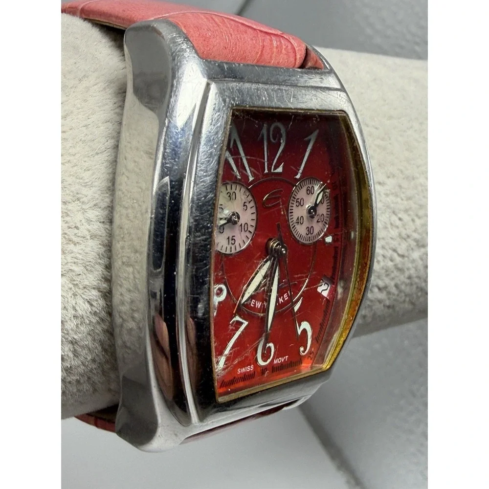 Elini New‎ Yorker B-799 New Battery Ladies MOP Chronograph Tank Watch 32MM 7.5